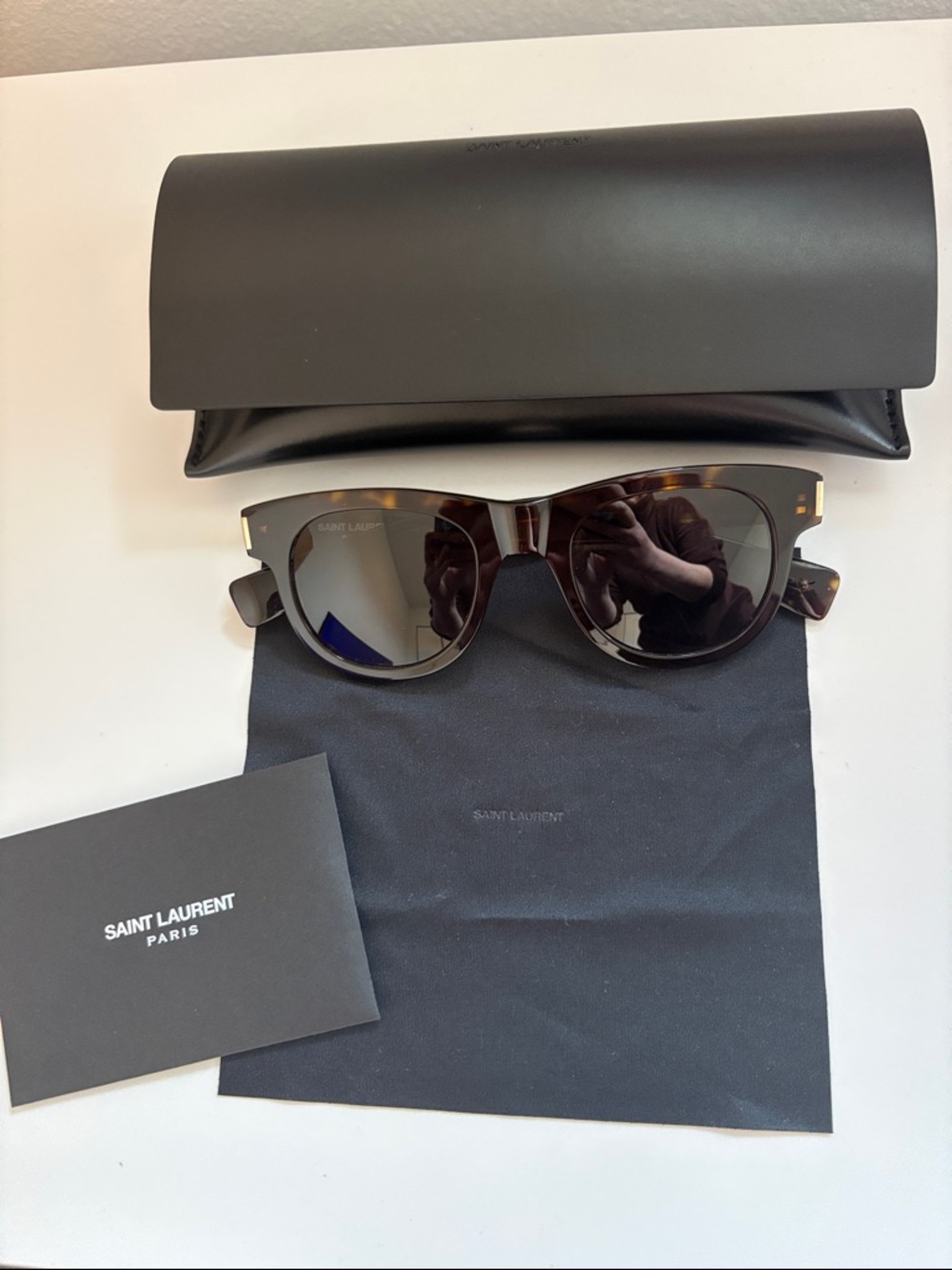 NWT [Saint Laurent] SL 571 Square Brown/Black Tortoise Acetate Luxury Sunglasses - Picture 5 of 12